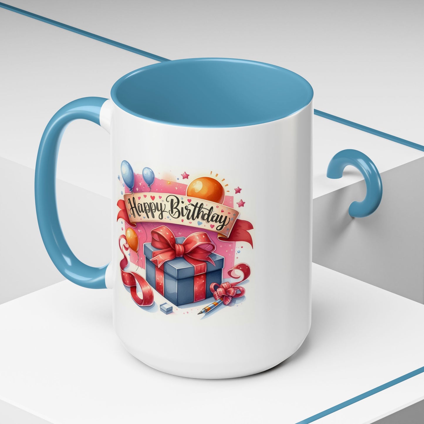 Birthday Mug - Present Pen Balloons