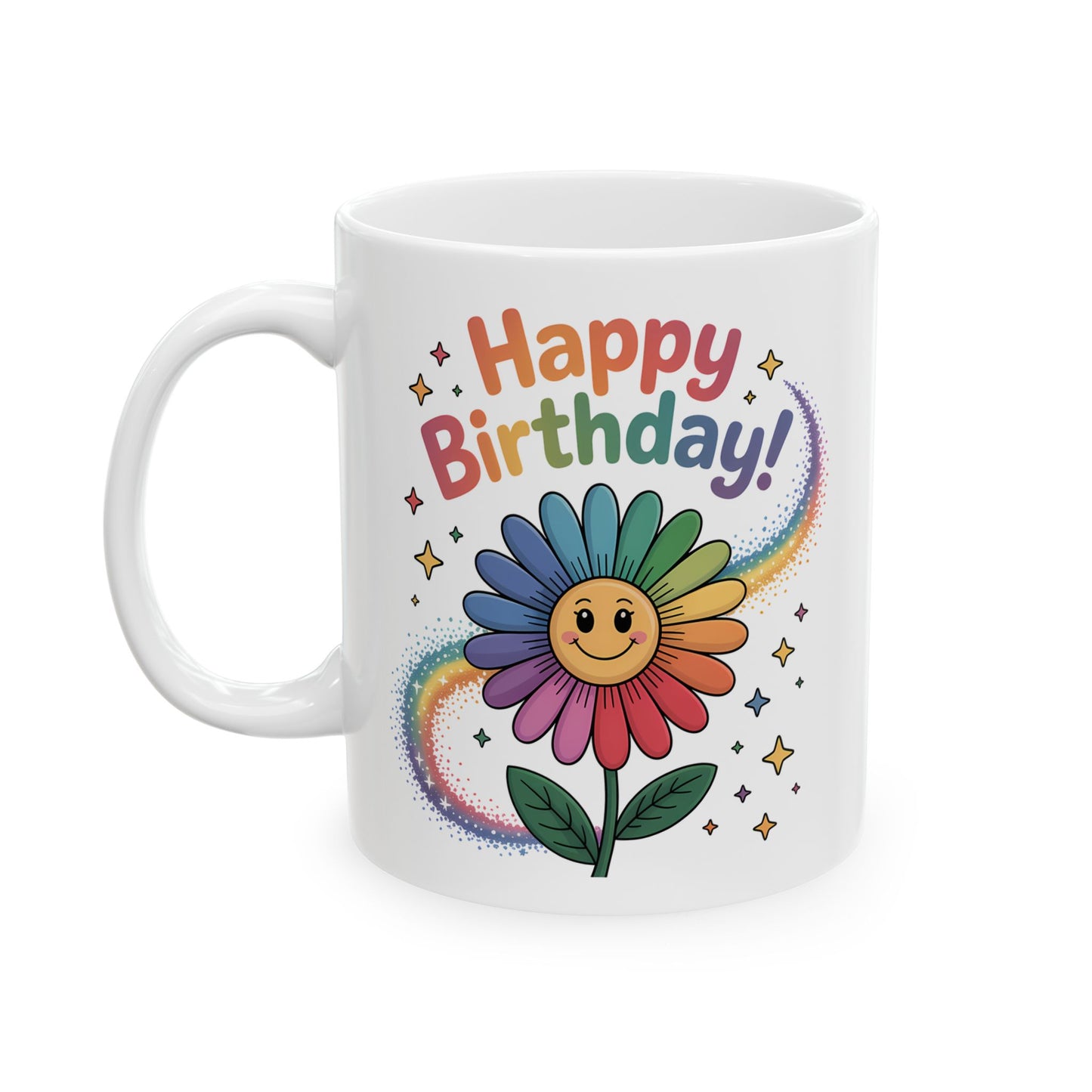 Birthday Mug - Happy Birthday Smiley Sun Flower