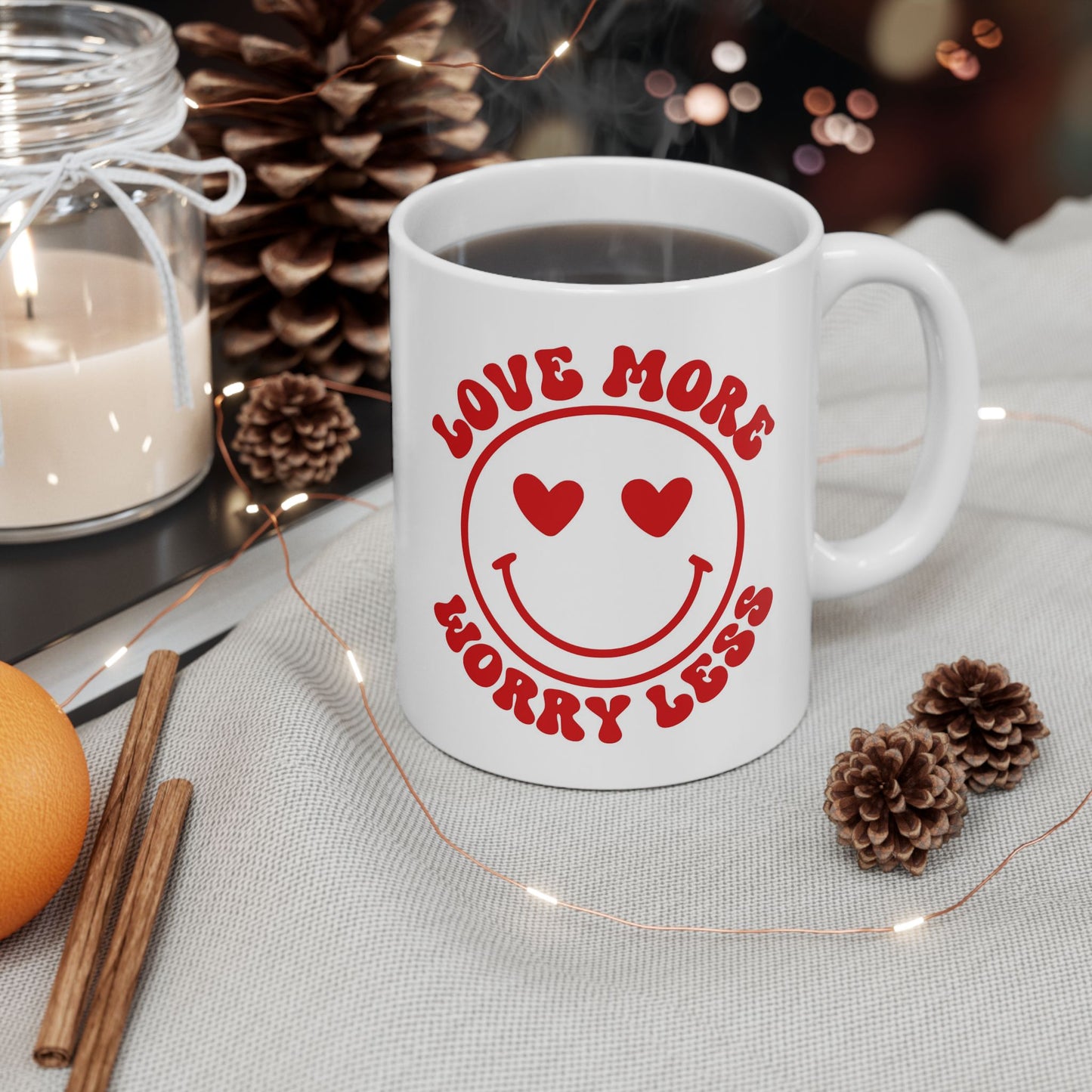 Wellness Mug - Love More Worry Less Smiley Face
