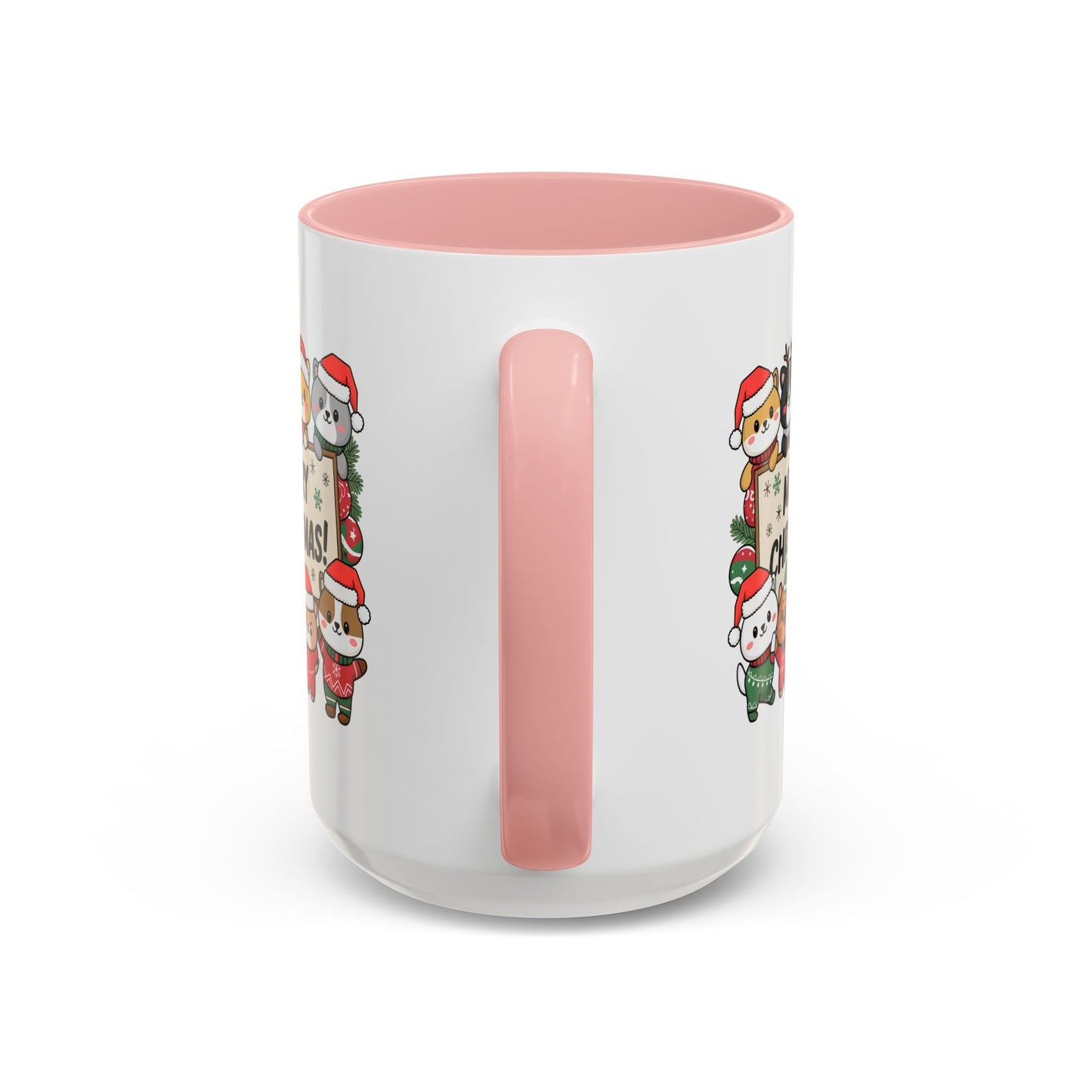 Christmas Mug - Merry Christmas Black Text Cute Animals