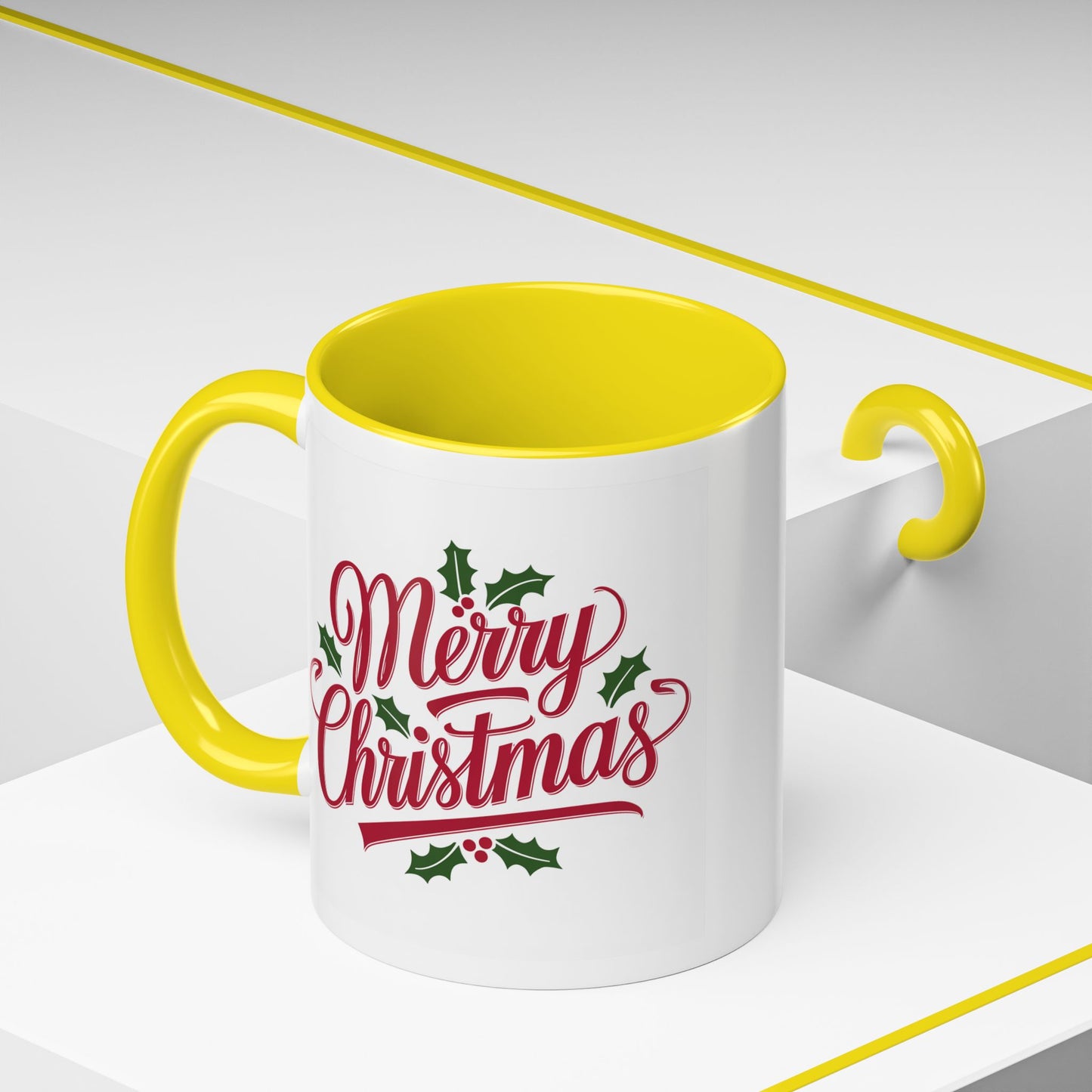 Christmas Mug - Merry Christmas Red Text Mistletoe