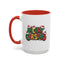 Christmas Mug - Merry Christmas Green Yellow & Red Text Hats