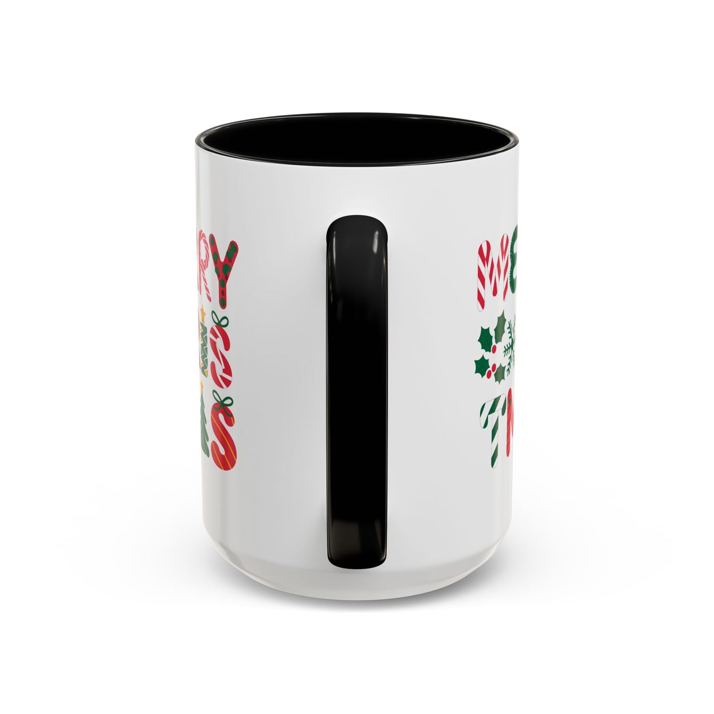 Christmas Mug - Merry Christmas Red Green & Gold Decorative Text