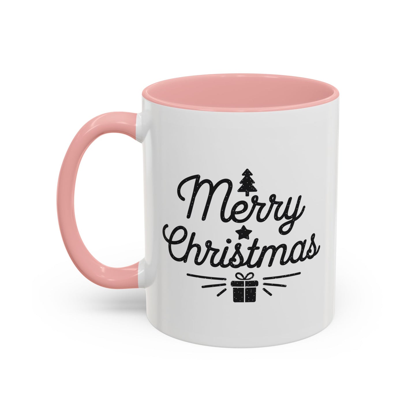Christmas Mug - Merry Christmas Black Text Tree Star Present