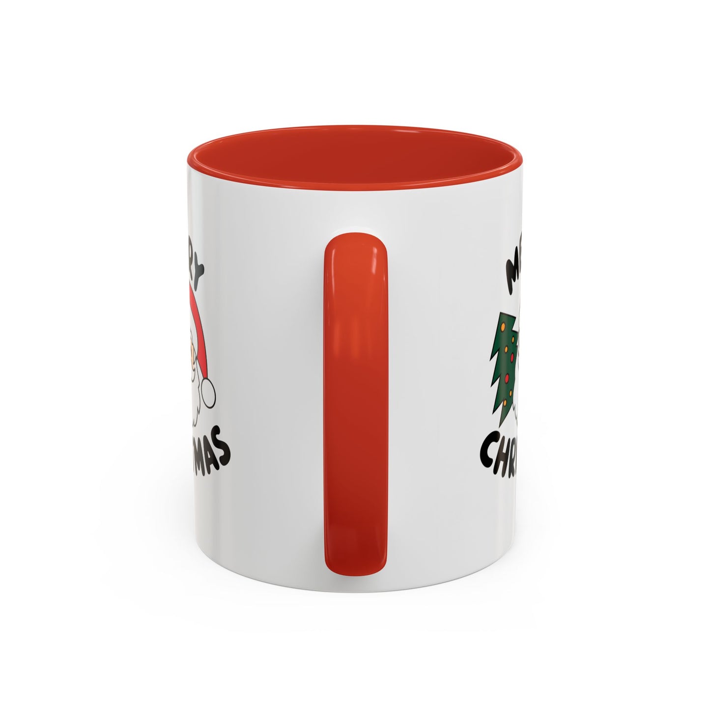 Christmas Mug - Merry Christmas Black Text Santa Tree