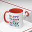 Christmas Mug - Happy Holidays and Merry Christmas Blue Yellow Purple Orange Red Text