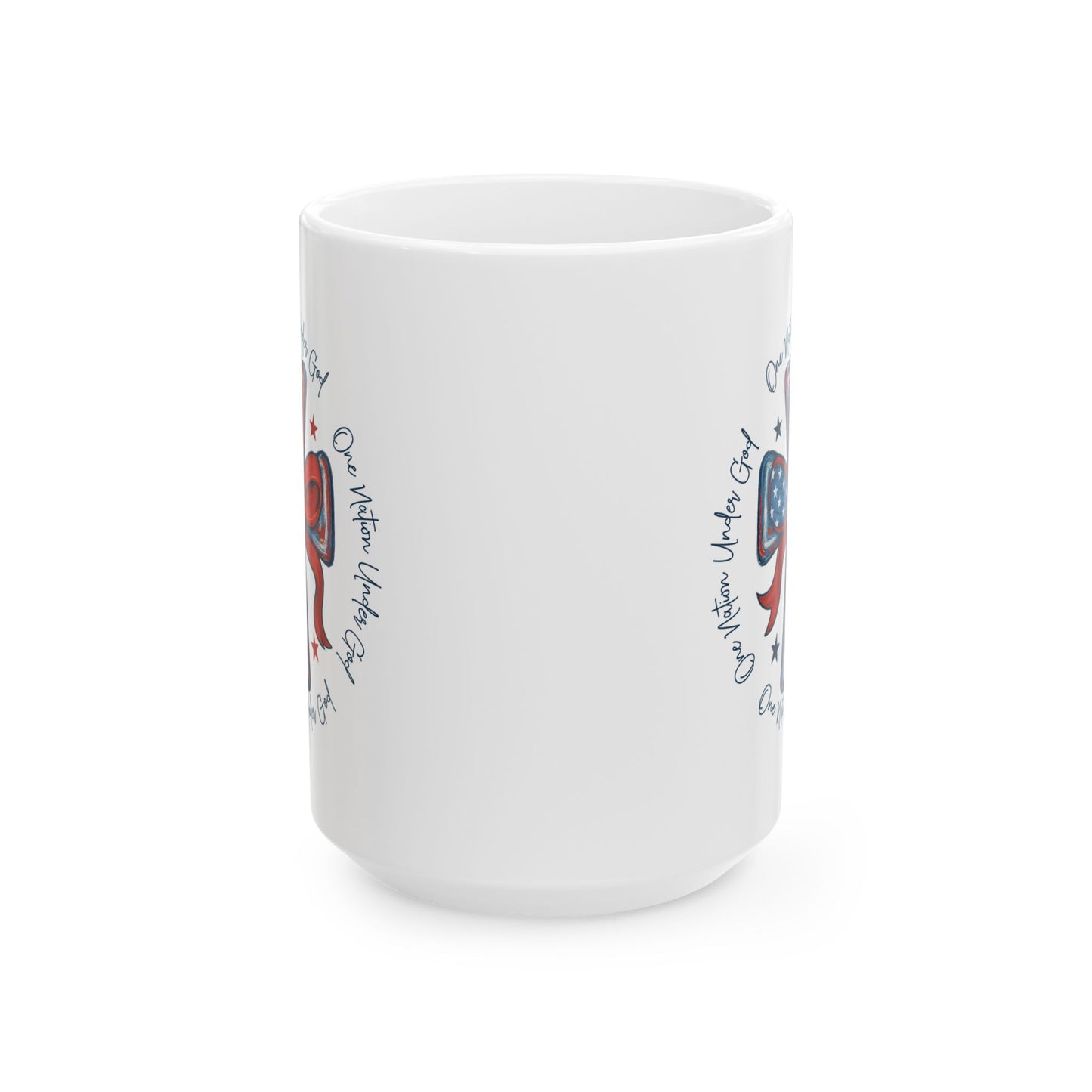 4th of July Mug - Patriotic Cross with Ribbon & Stars