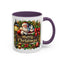 Christmas Mug - Merry Christmas Cream Text Santa Ok Light Bow Ornaments