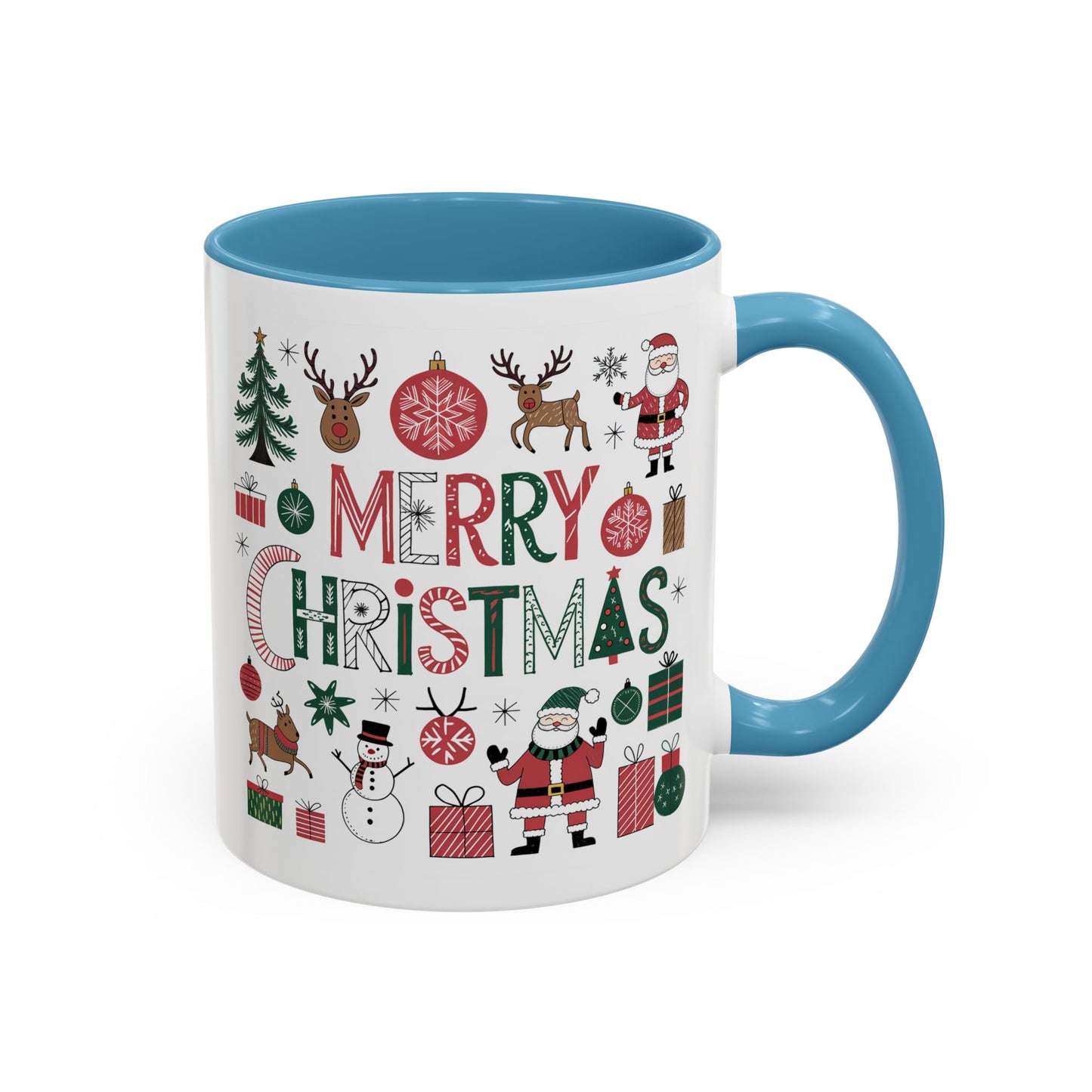 Christmas Mug - Merry Christmas Red White & Green Text Collage