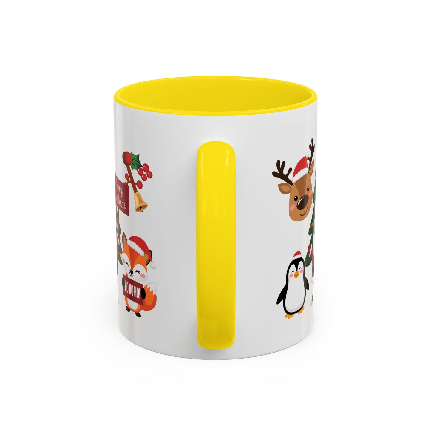 Christmas - Merry Christmas White Text Santa Reindeer Penguin Fox