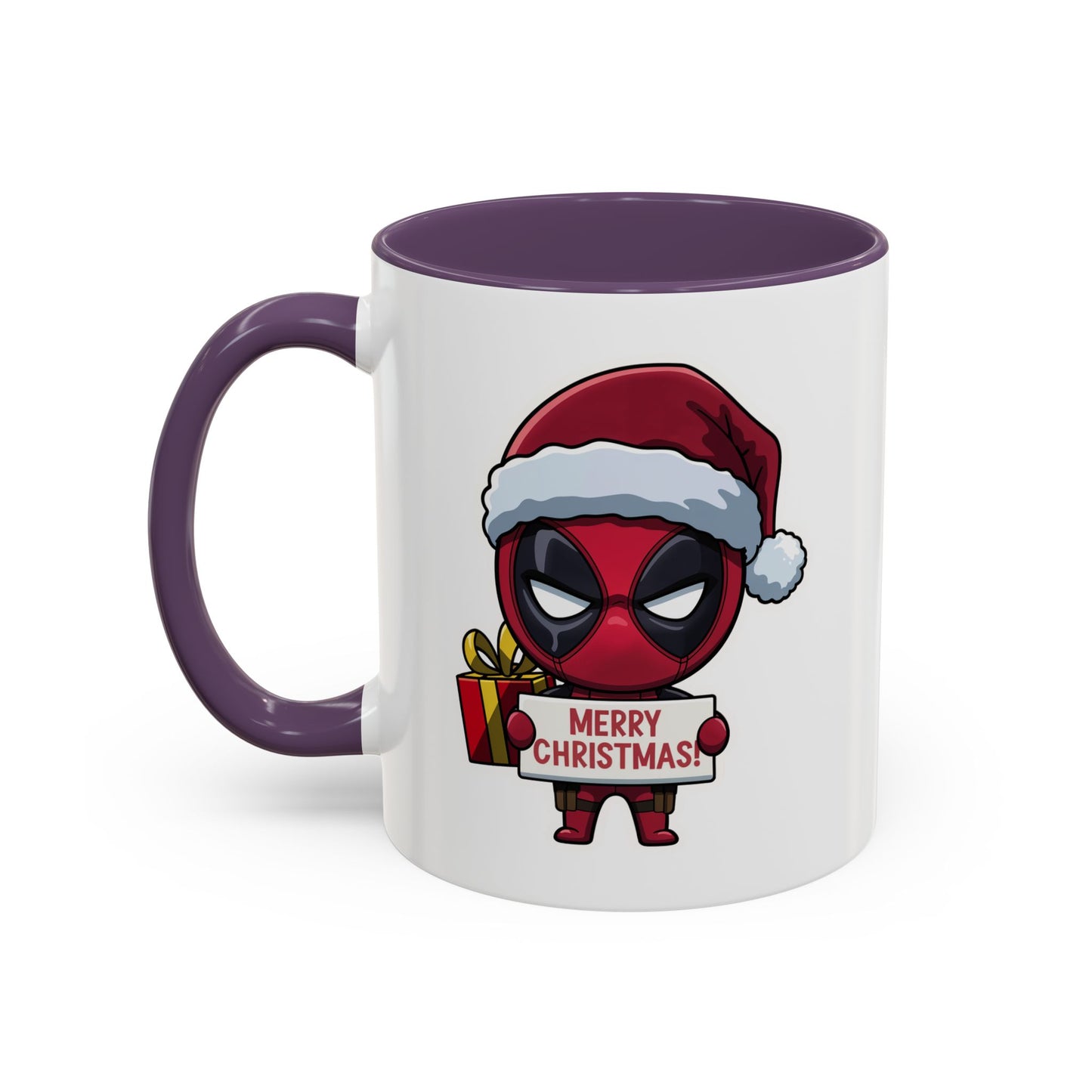 Christmas Mug - Merry Christmas Red Text Superhero