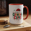 Christmas Mug - Grandma Claus Green Yellow & Red Text Hat Lights Stars