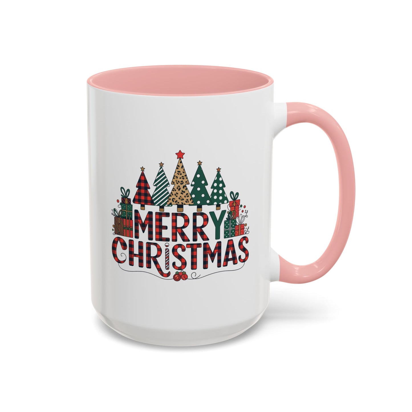Christmas Mug - Merry Christmas Tartan Text Trees Presents