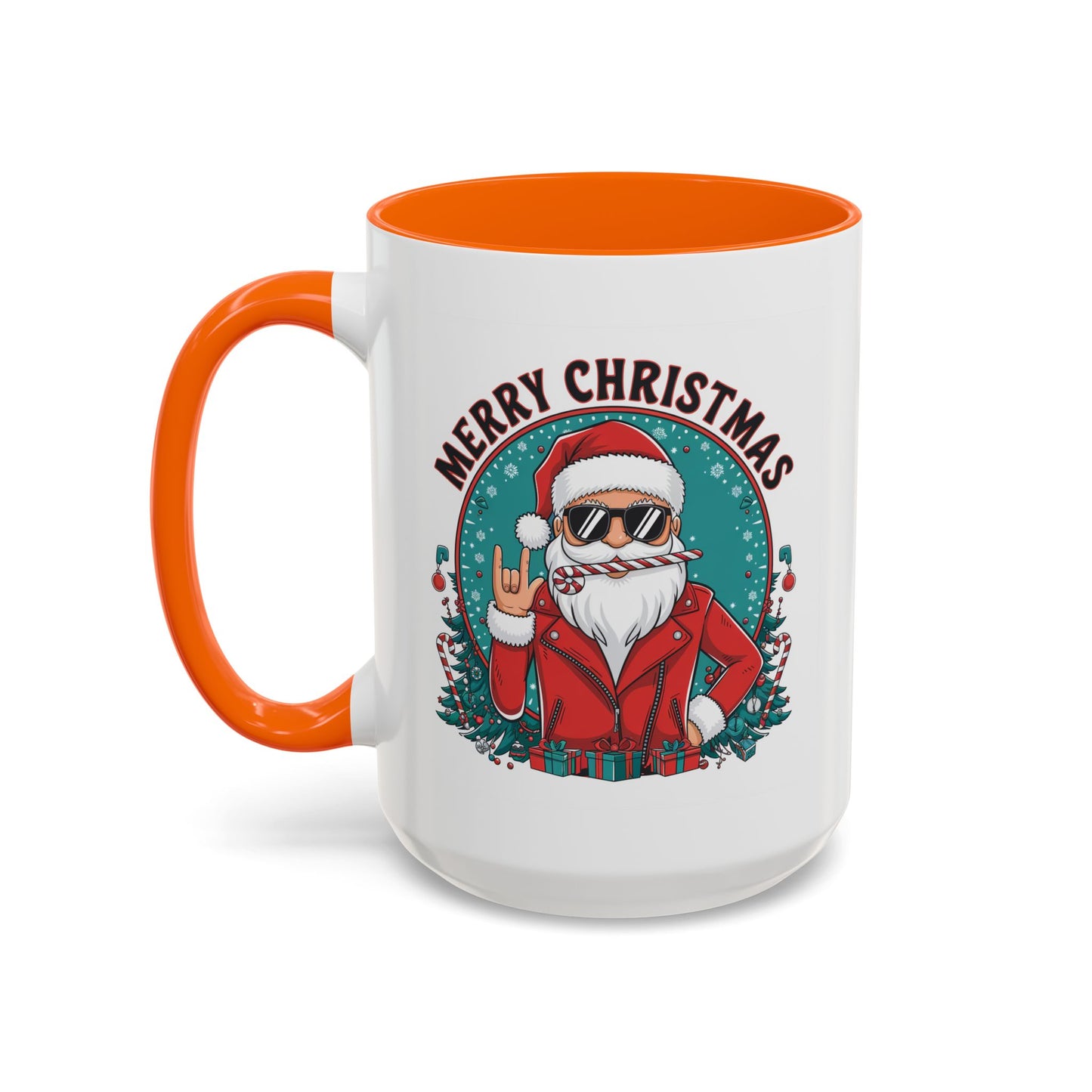 Christmas Mug - Merry Christmas Black & Red Text Cool Santa