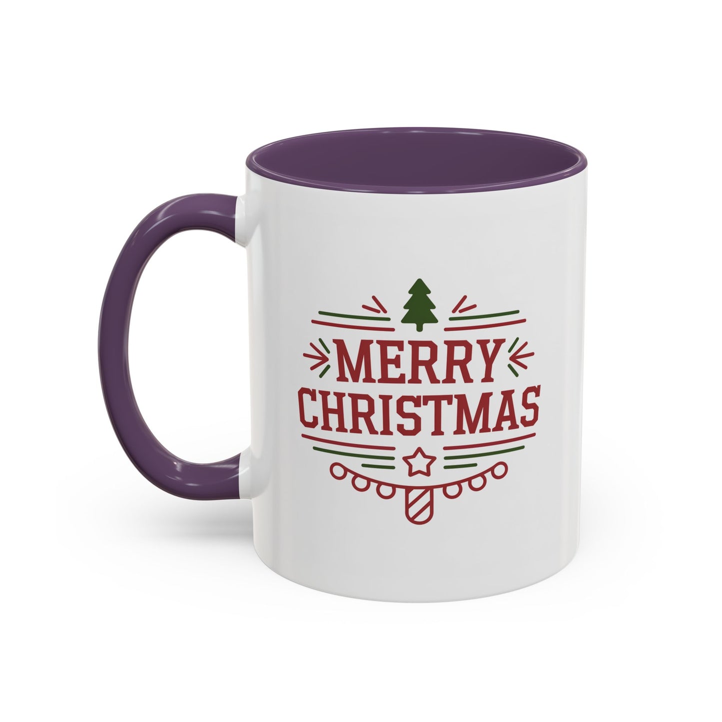 Christmas Mug - Merry Christmas Maroon Text Tree Star