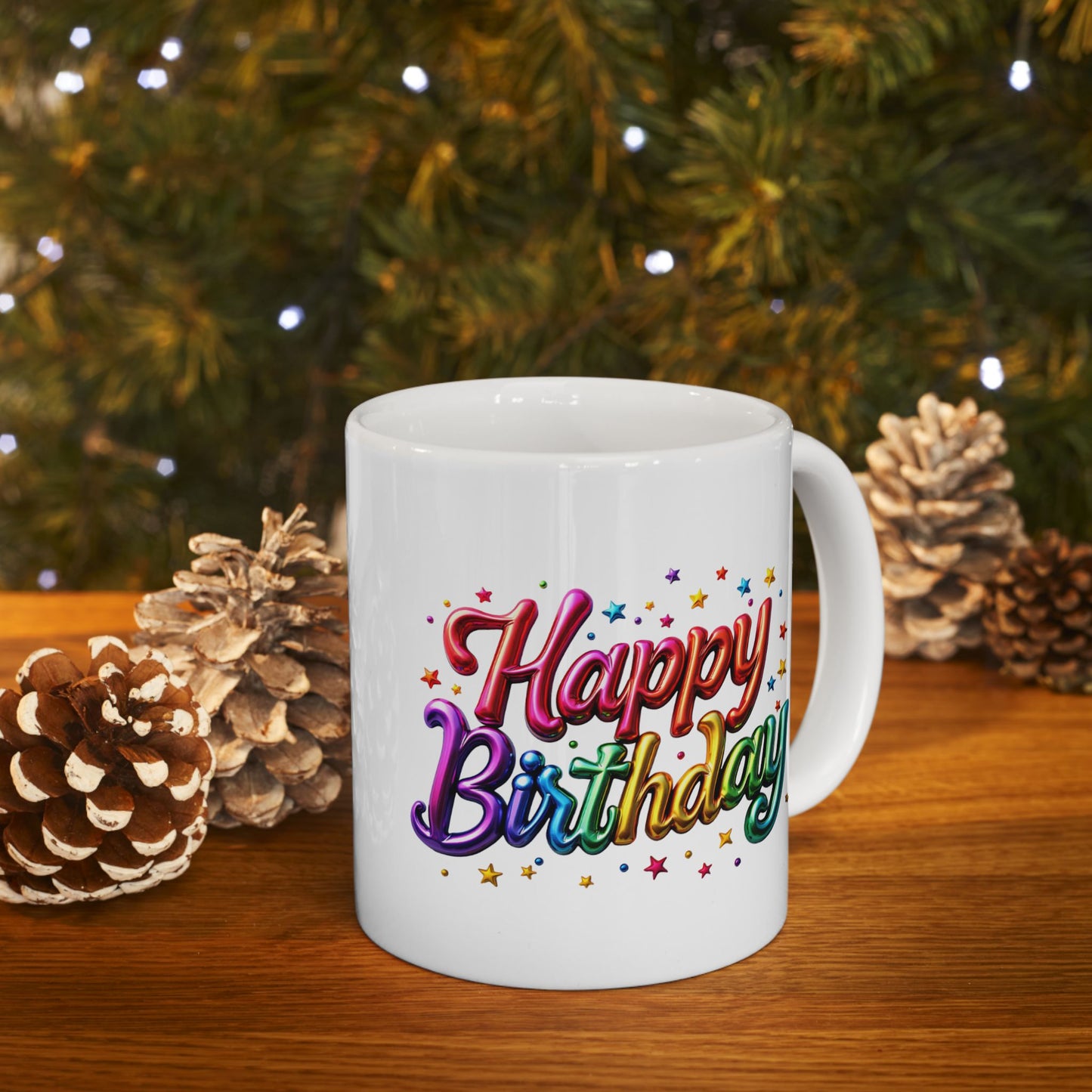Birthday Mug - Happy Birthday Balloon Text