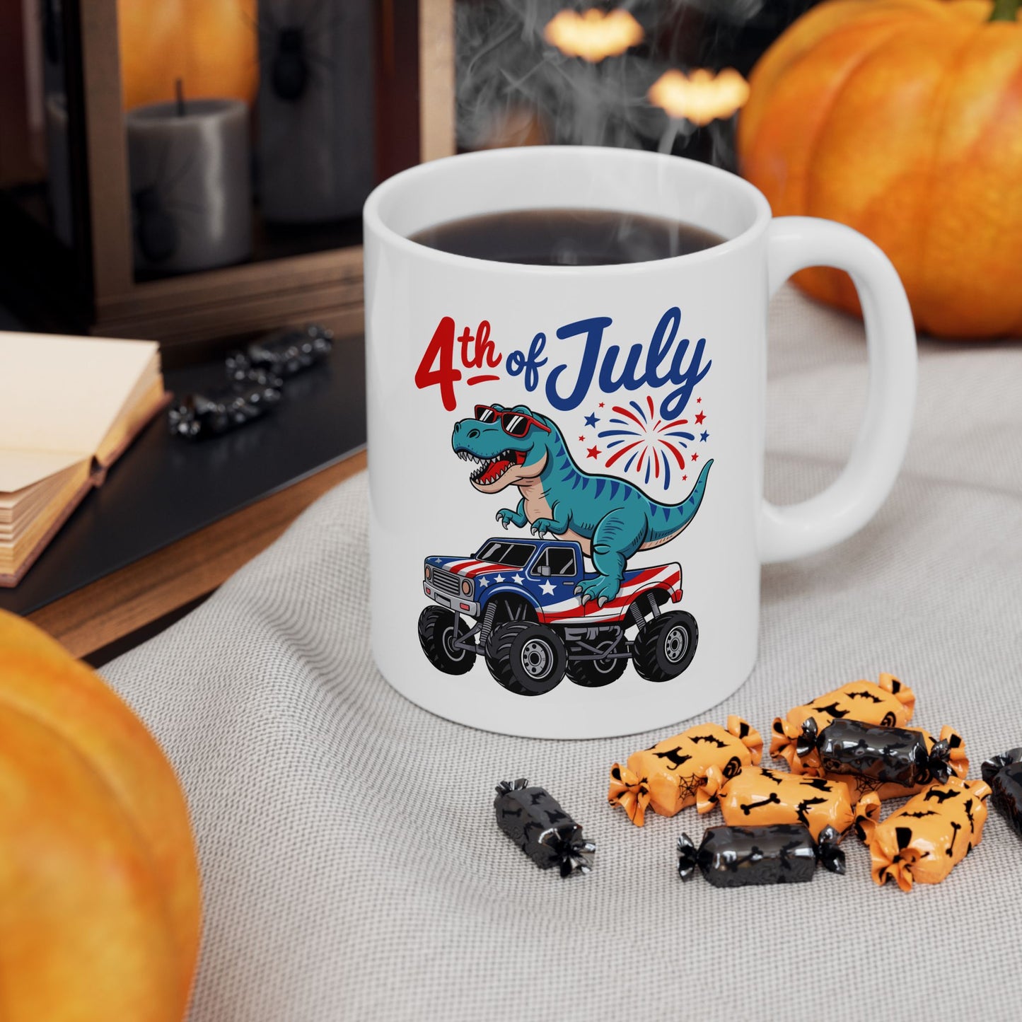 4th of July Mug - T Rex Monster Truck USA