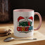 Christmas Mug - Merry Christmas Green Red Yellow and Blue Text Red Hats