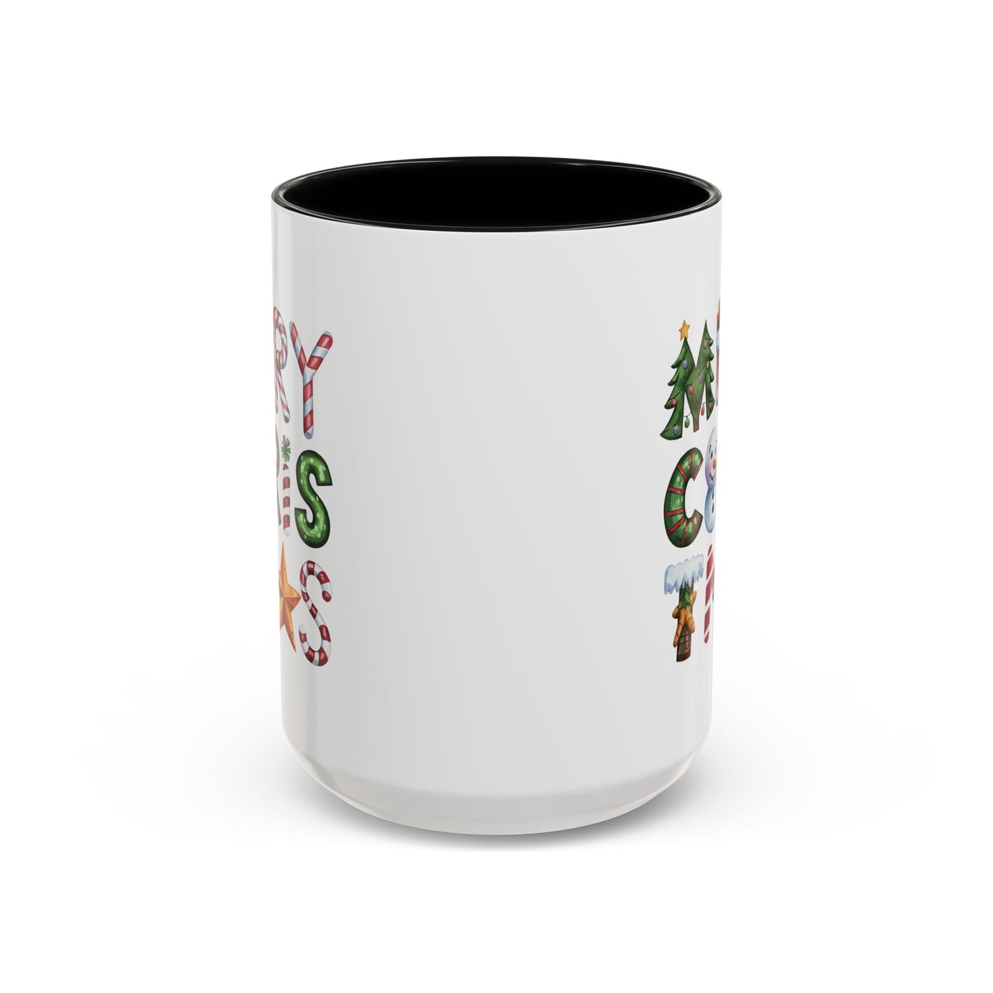 Christmas Mug - Merry Christmas Green Red & Gold Patterned Text