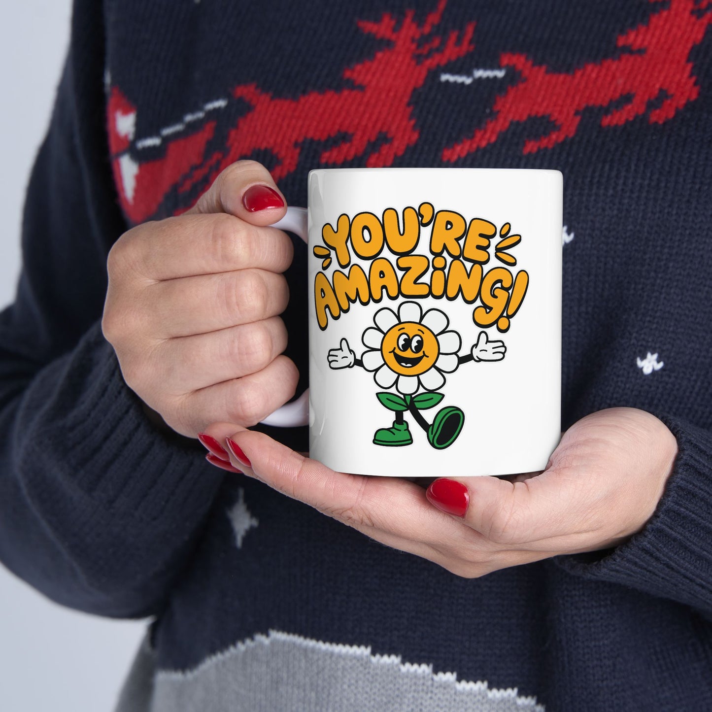 Motivation Mug - You're Amazing Retro Daisy