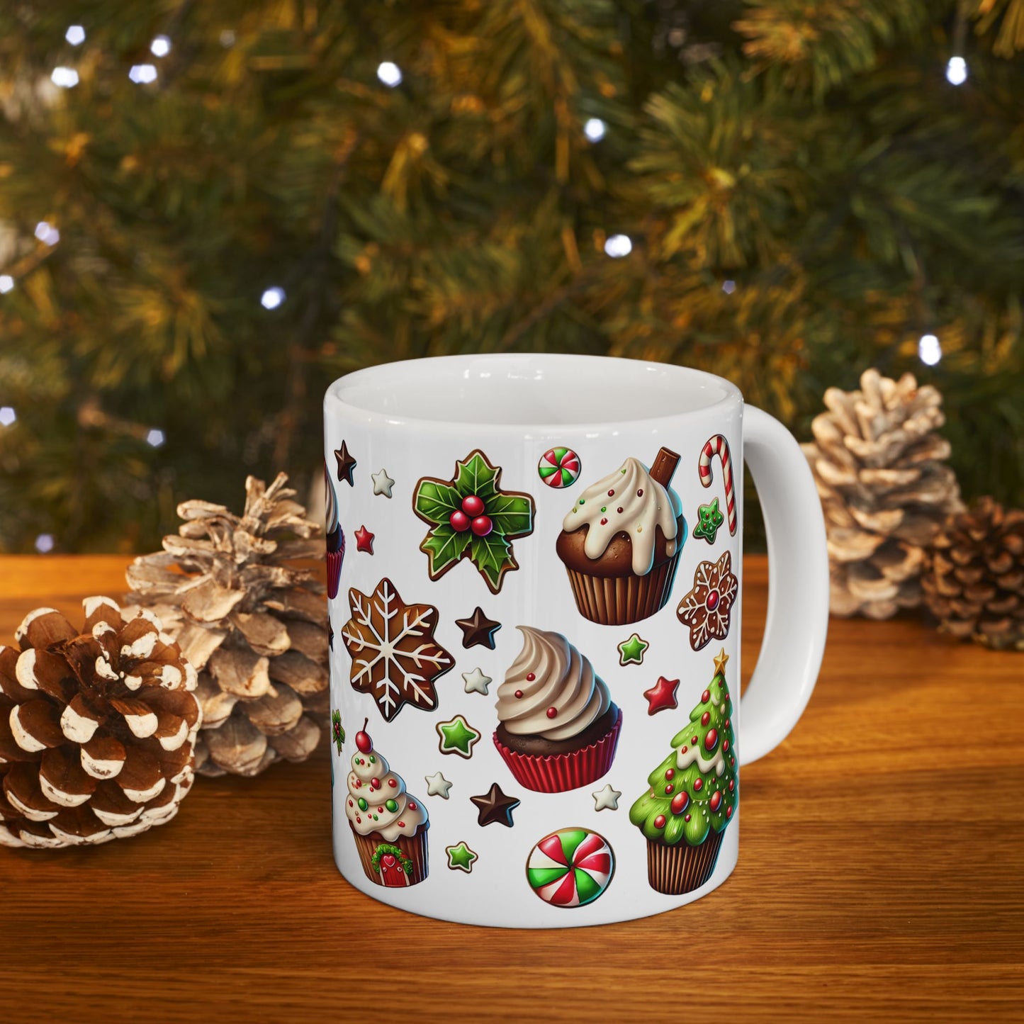 Christmas Mug - Cupcake Cookies Candy Pattern