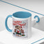 Christmas Mug - Merry Christmas Red Text Puppy Green Top