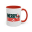 Christmas Mug - Merry Christmas Green & Red Text Santa Bag