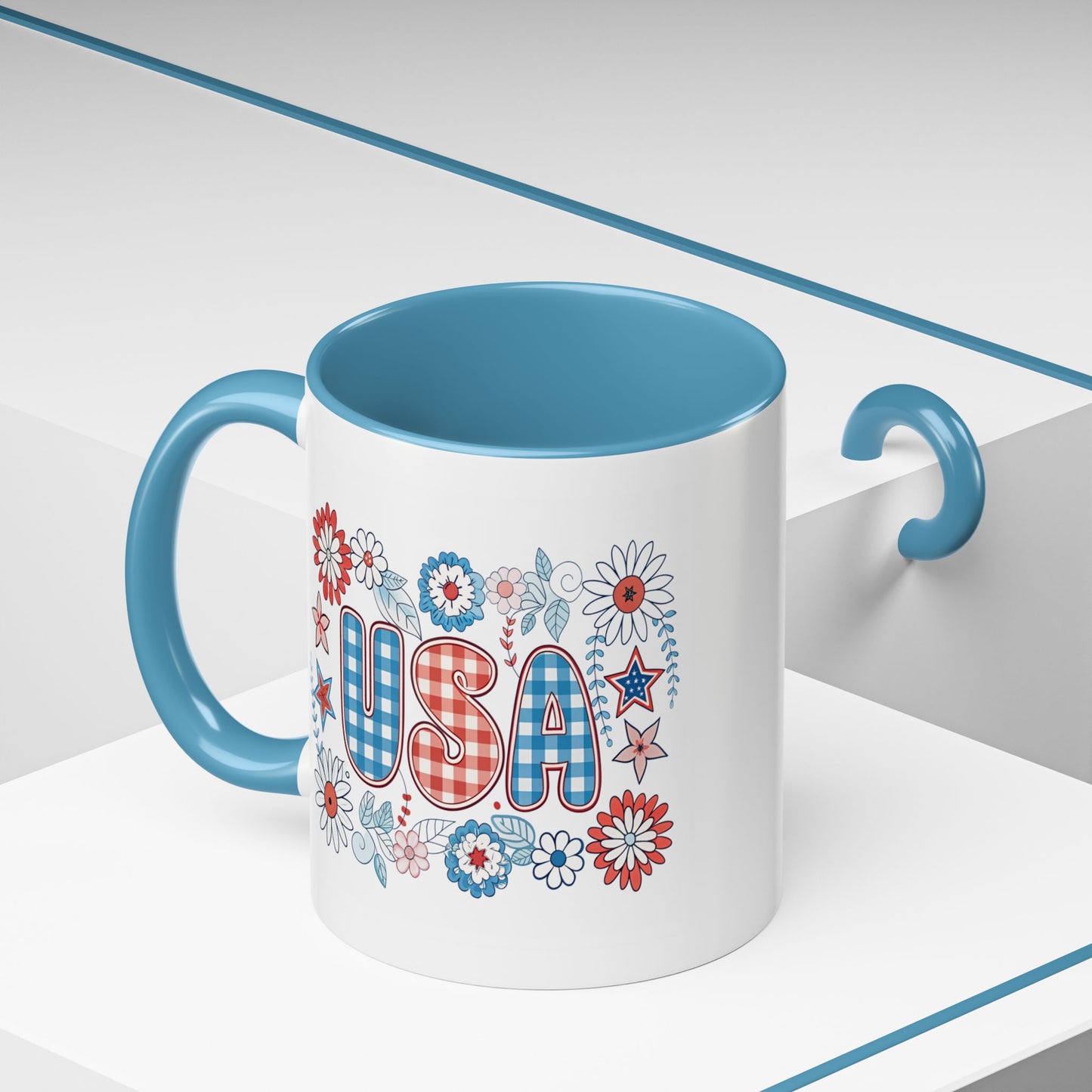4th of July Mug - USA Preppy Floral