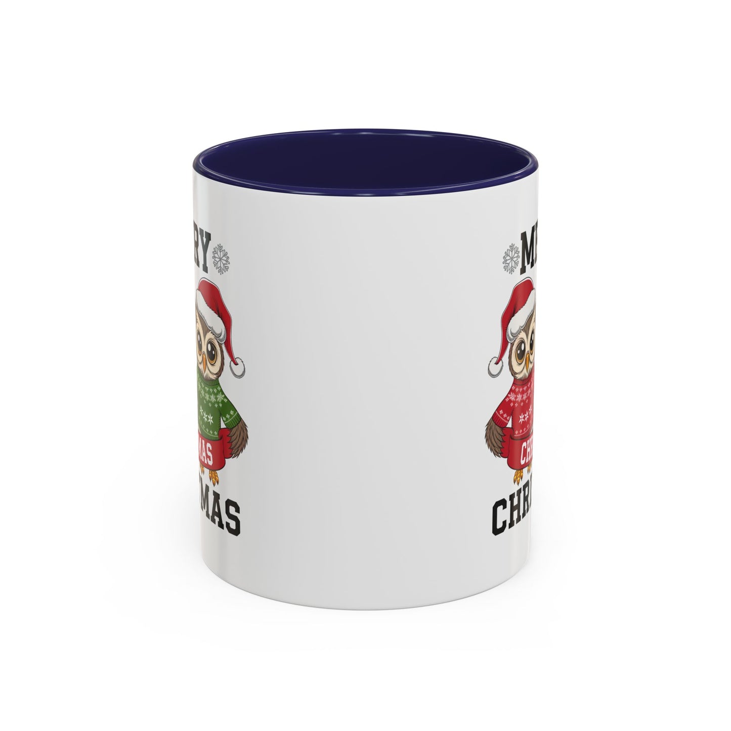Christmas Mug - Merry Christmas Black Text Owls