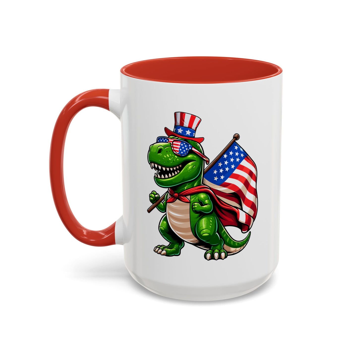 4th of July Mug - T Rex Dinosaur USA Flag