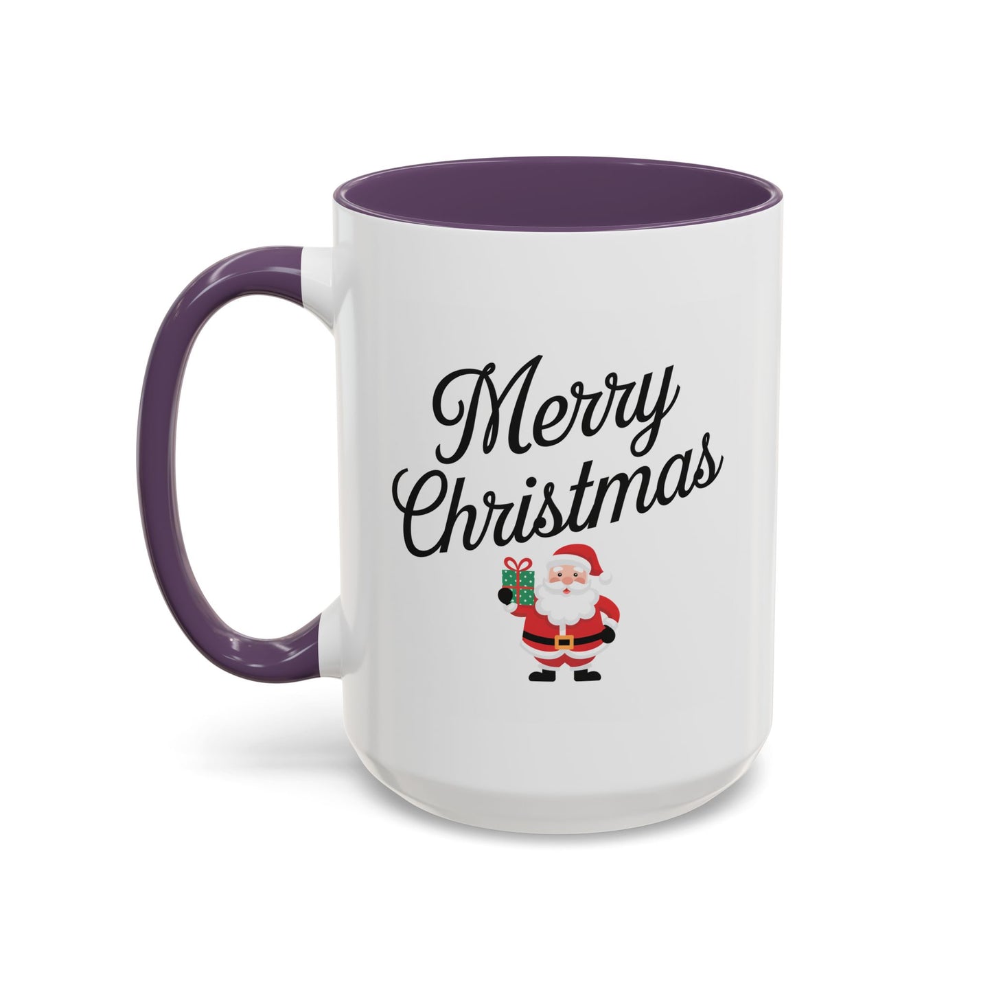 Christmas Mug - Merry Christmas Black Text Santa Present