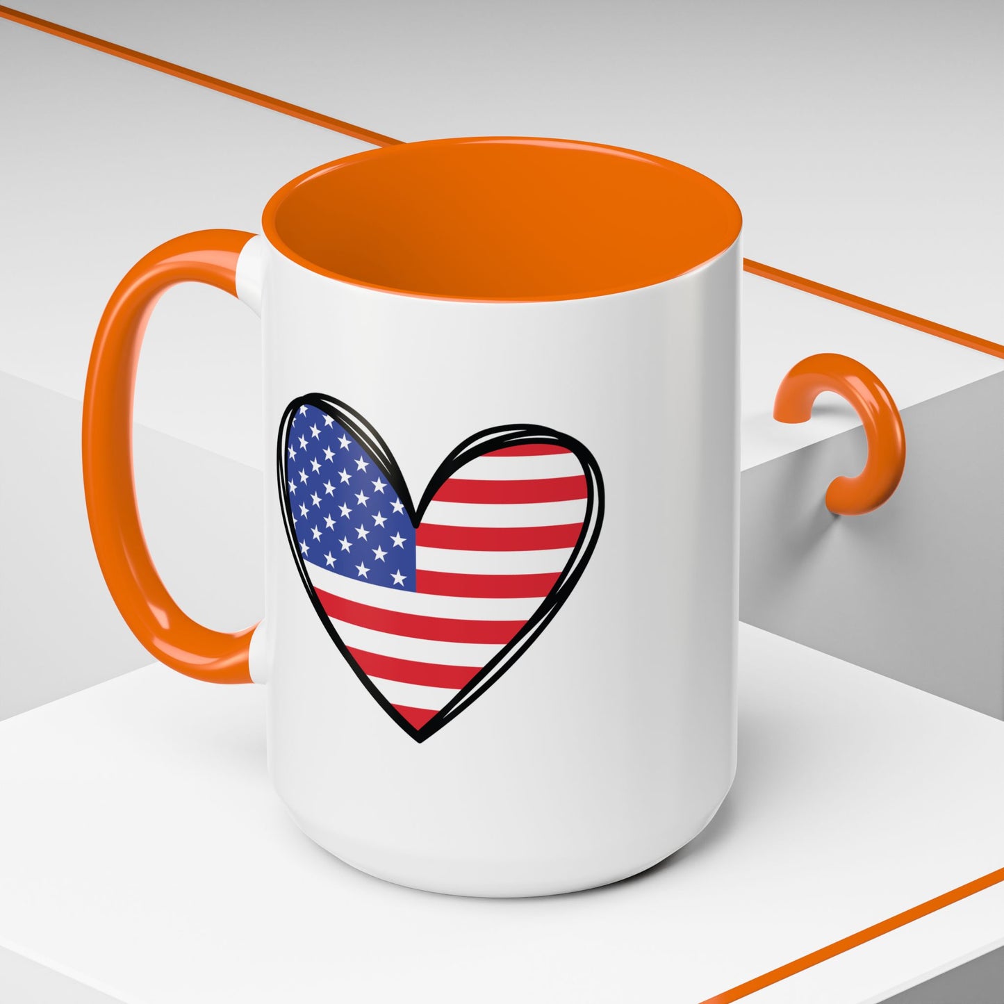 4th of July Mug - USA Flag Heart