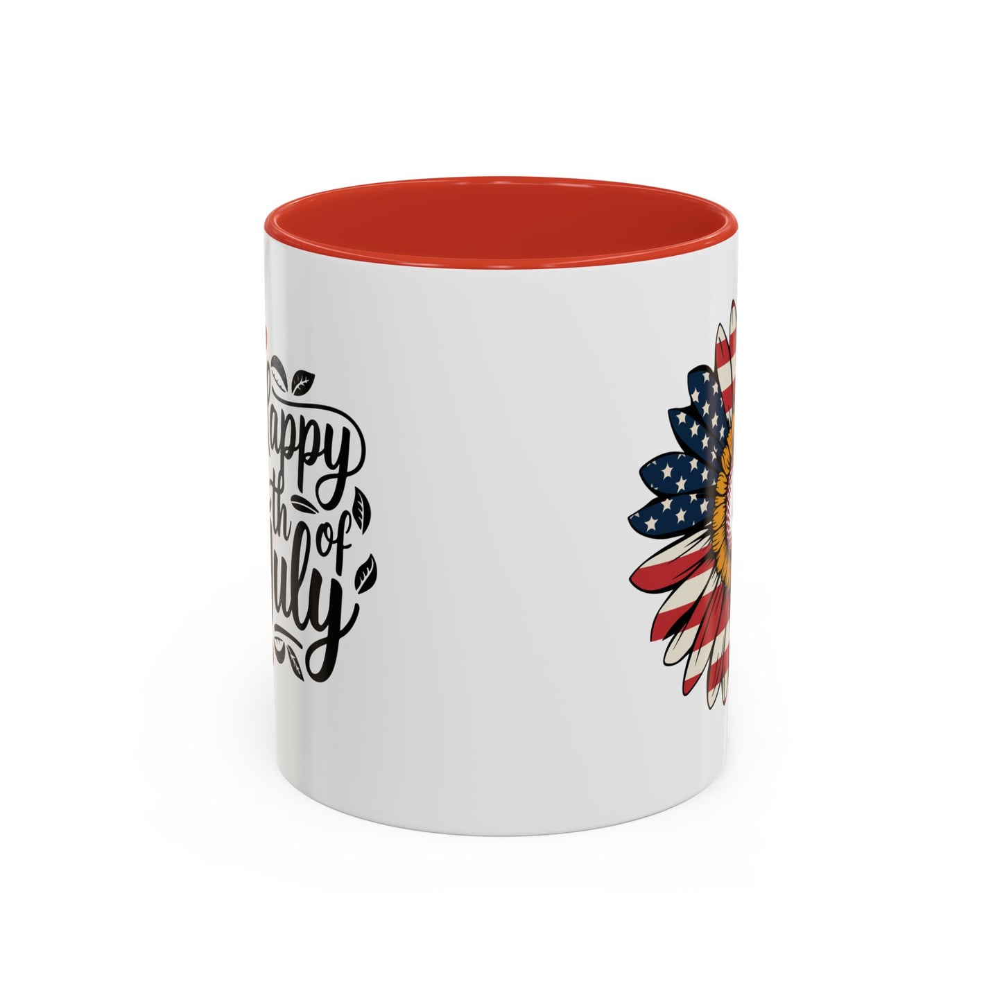 4th of July Mug - Happy 4th of July Sunflower USA Flag