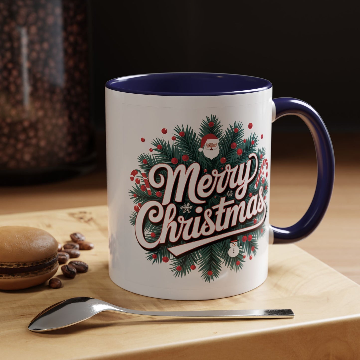 Christmas Mug - Merry Christmas White & Red Embossed Text