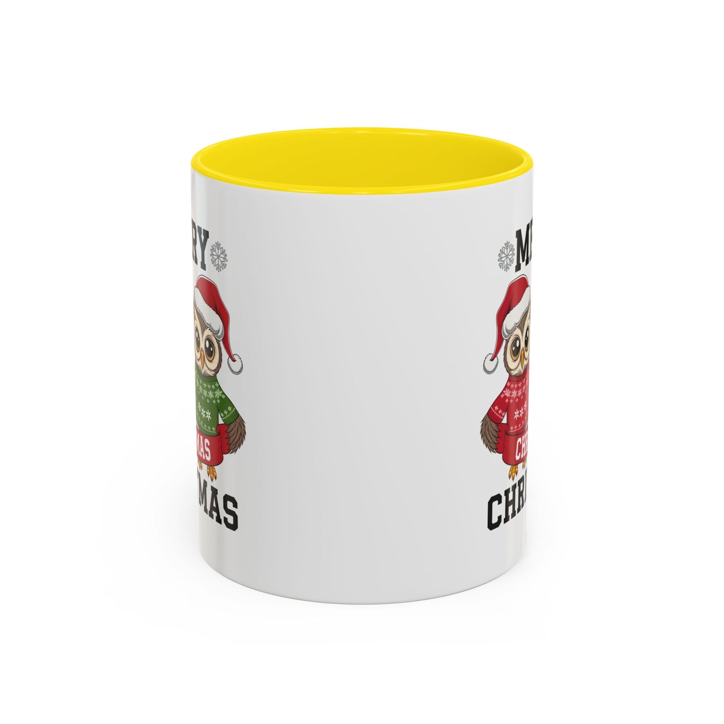 Christmas Mug - Merry Christmas Black Text Owls