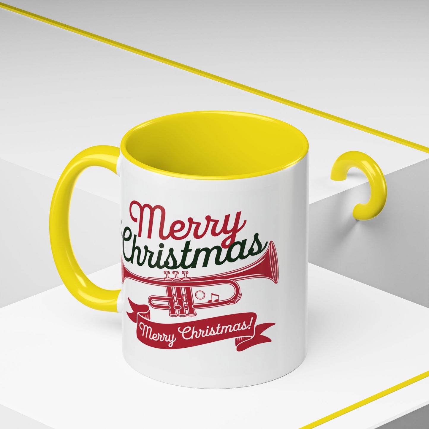 Christmas Mug - Red & Green Text Trumpet