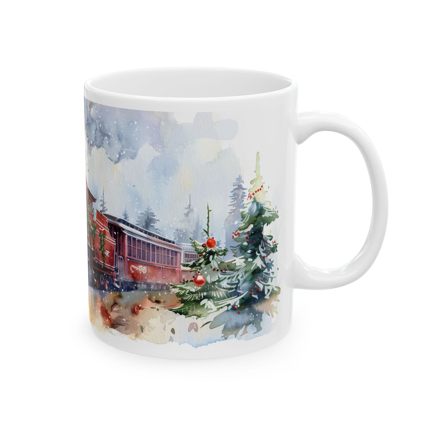 Christmas Mug - Snowy Landscape Train Wrap 4