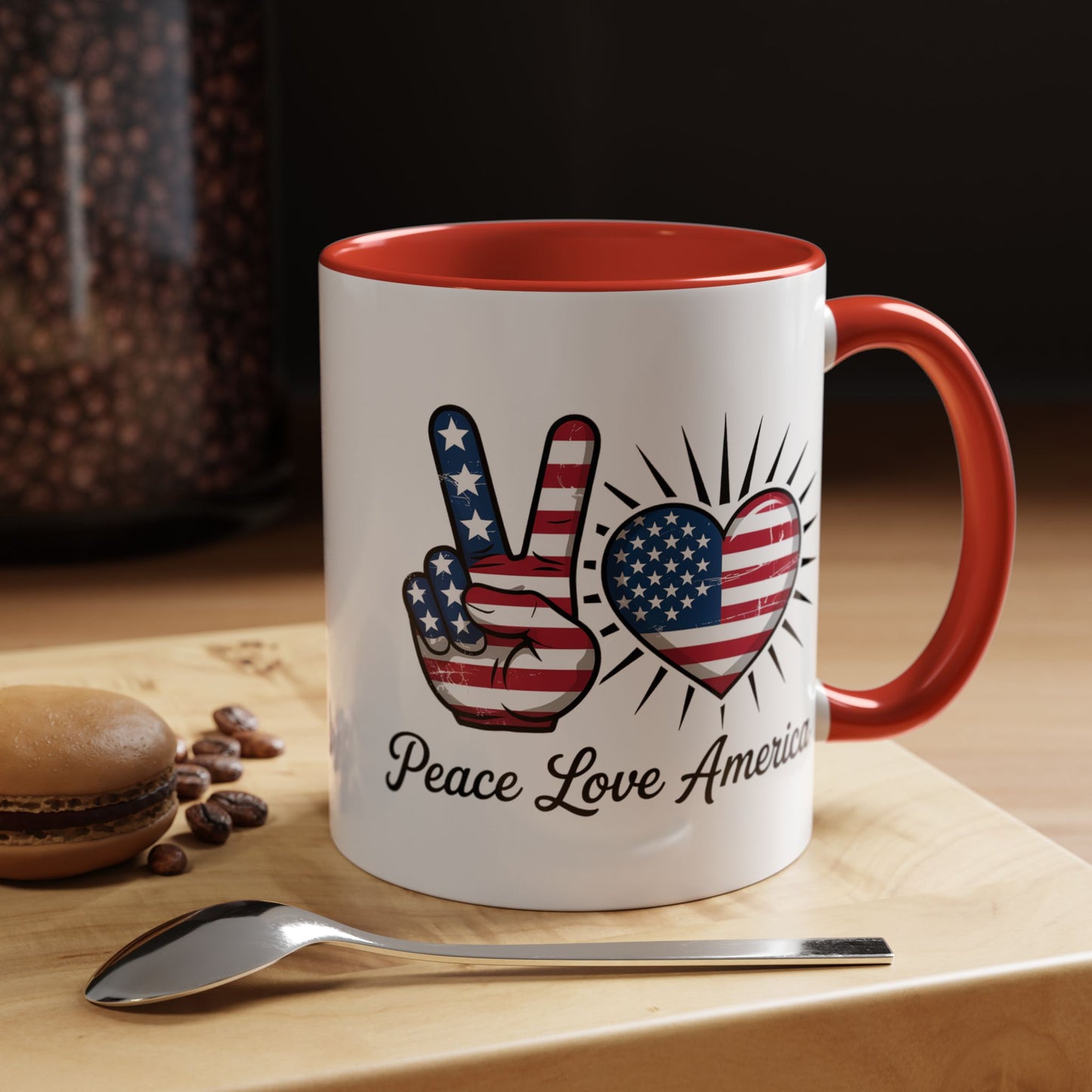 4th of July Mug - Peace Love America