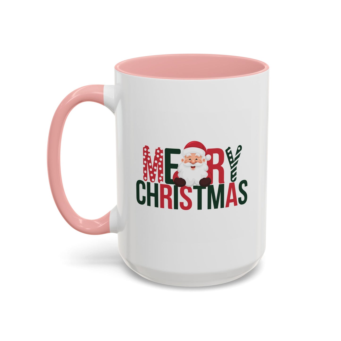 Christmas Mug - Merry Christmas Green & Red Text Santa