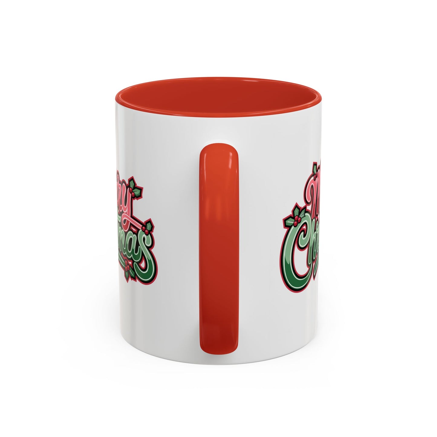 Christmas Mug - Merry Christmas Red & Green Text Mistletoe