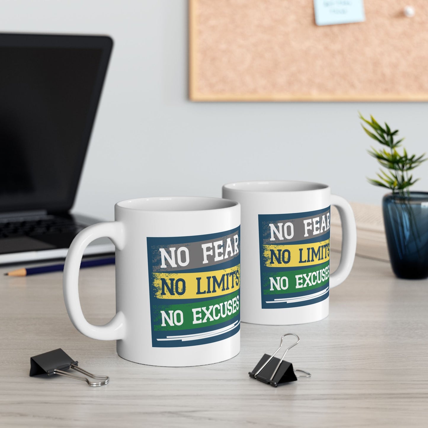 Motivation Mug - No Fear No Limits No Excuses