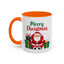 Christmas Mug - Merry Christmas Green & Red Text Santa Presents