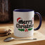 Christmas Mug - Merry Christmas Black Text Hat Candy Cane Mistletoe
