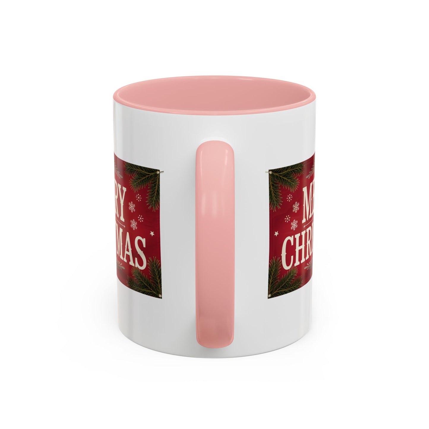 Christmas Mug - Merry Christmas Cream Text Maroon Background