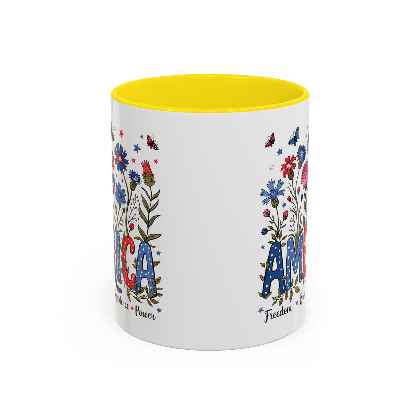 4th of July Mug - Floral America Patriotic
