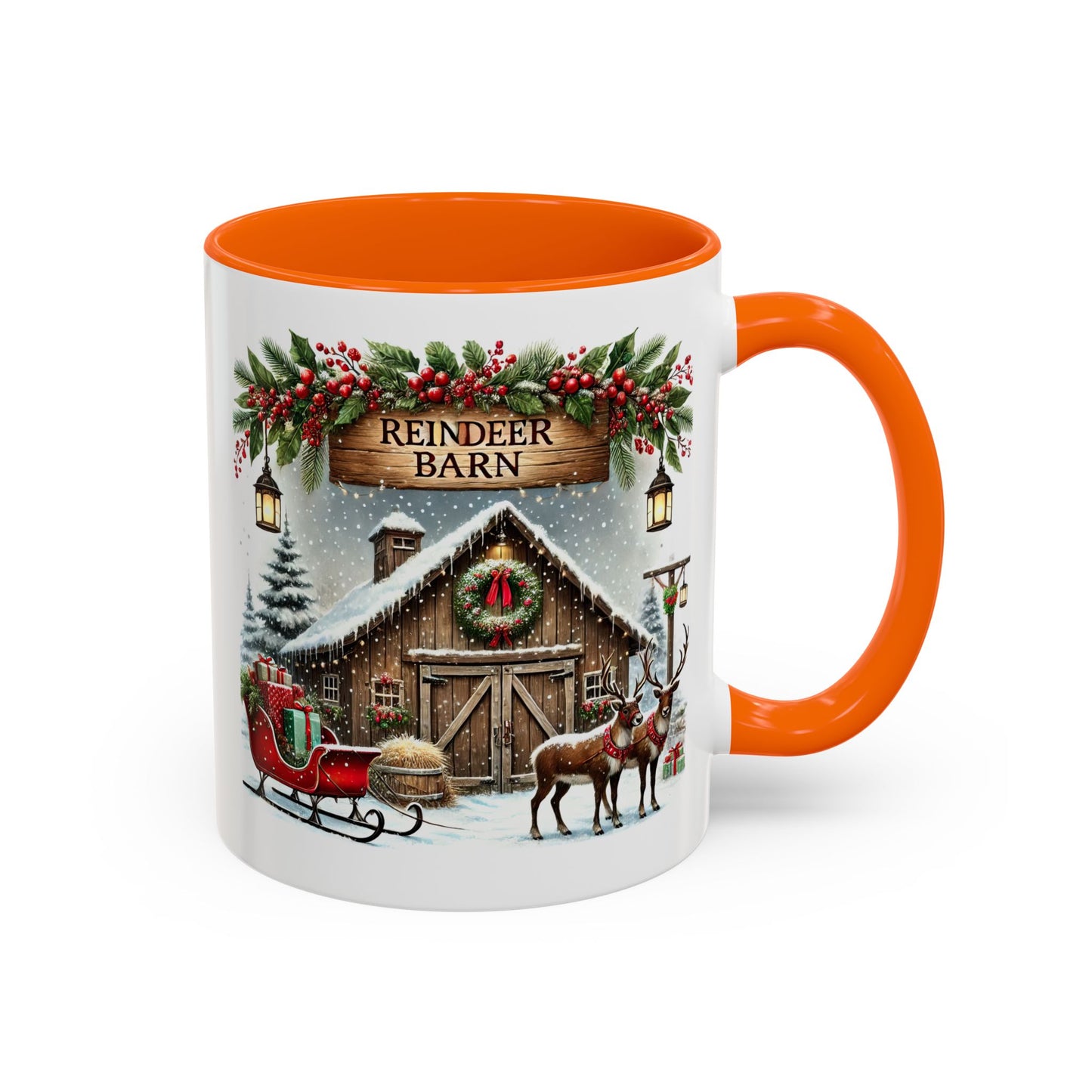 Christmas Mug - Reindeer Barn Sleigh Reindeer