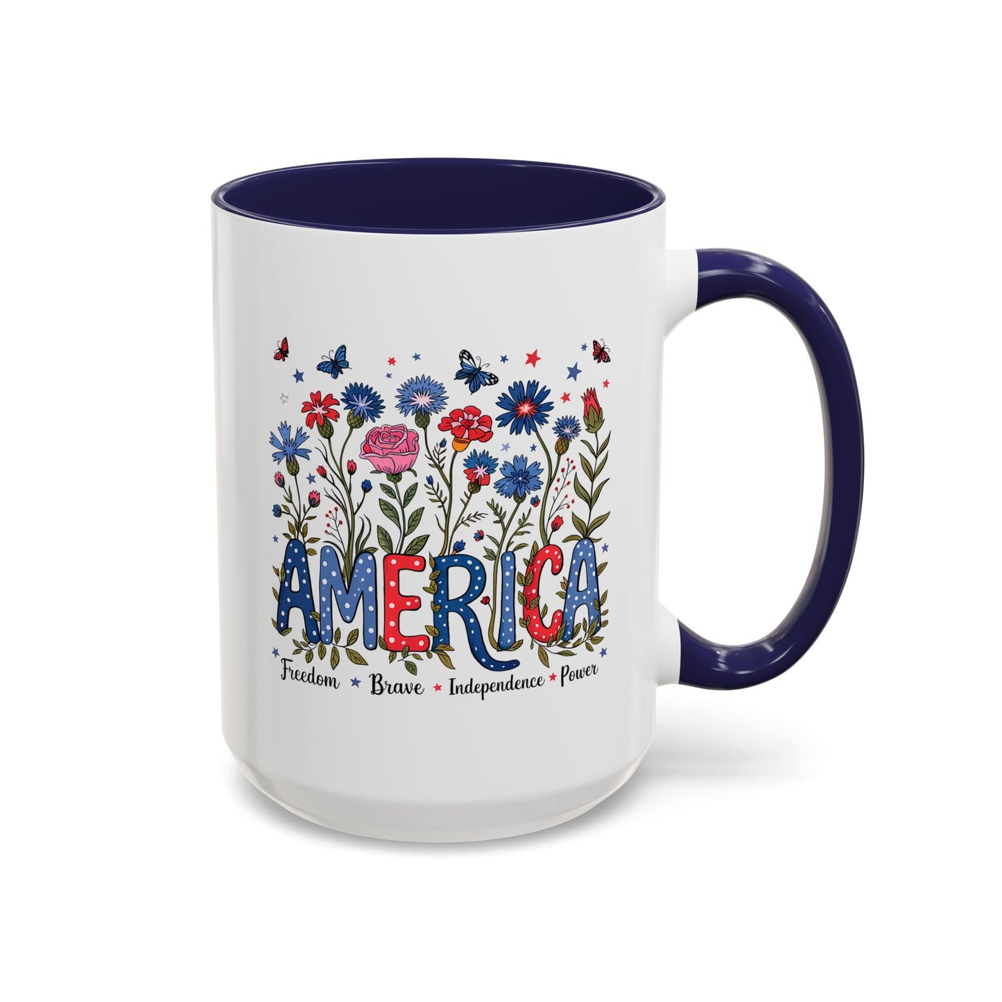 4th of July Mug - Floral America Patriotic