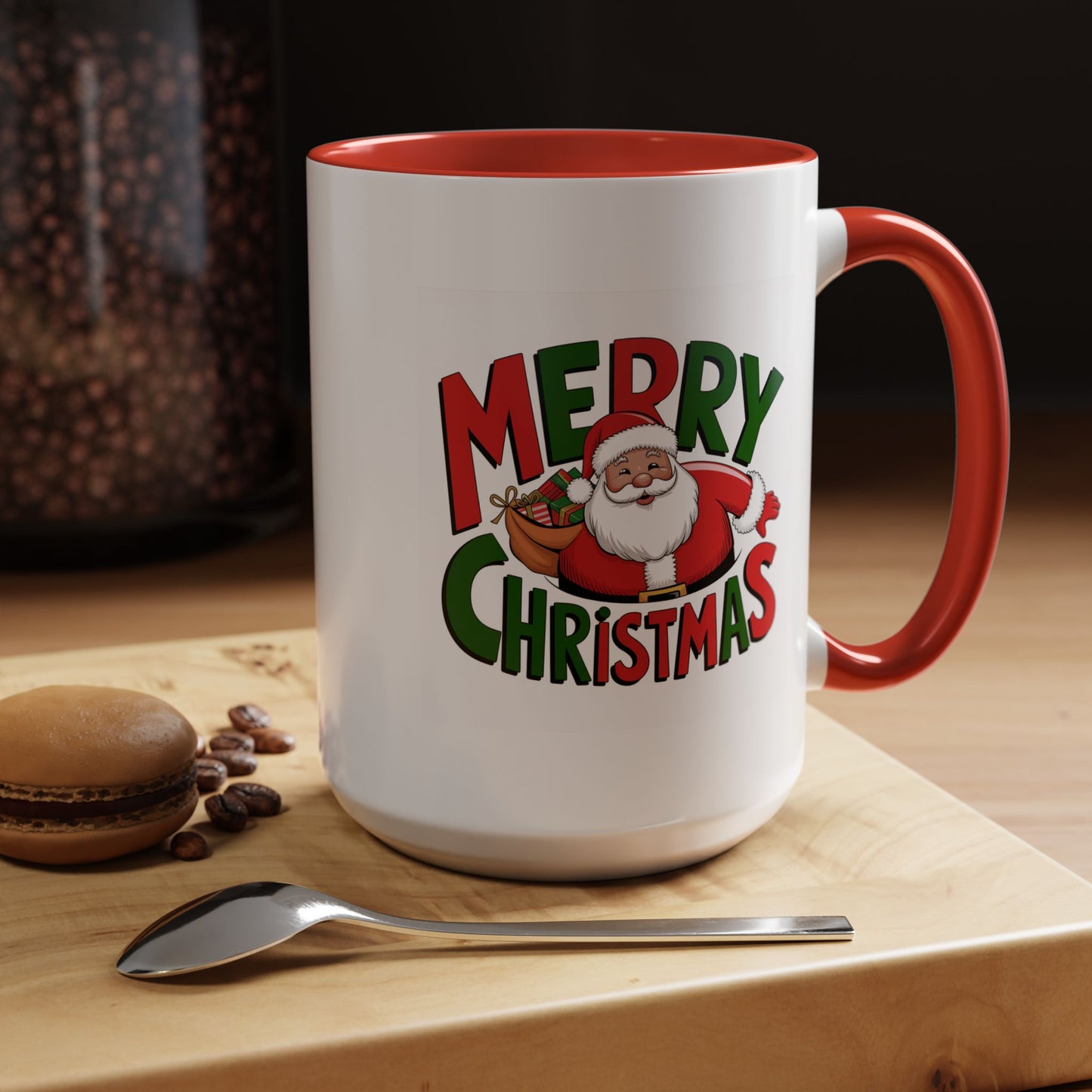 Christmas Mug - Green & Red Text Santa Presents