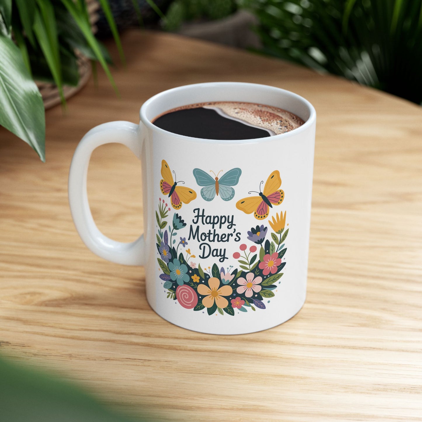 Mother's Day Mug - Happy Mother's Day Floral Butterflies