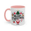 Christmas Mug - Merry Christmas Black Text Santa Reindeer Snowmen Ornaments